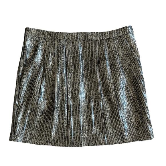 $450 Tory Burch Gold Sequin Mini Skirt - 4 - Picture 1 of 8